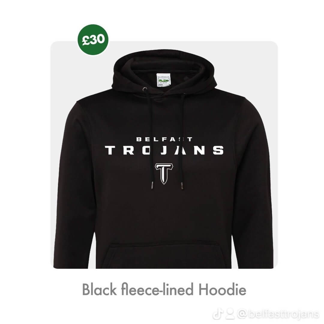 Black Fleece Lined Hoodie - Belfast Trojans